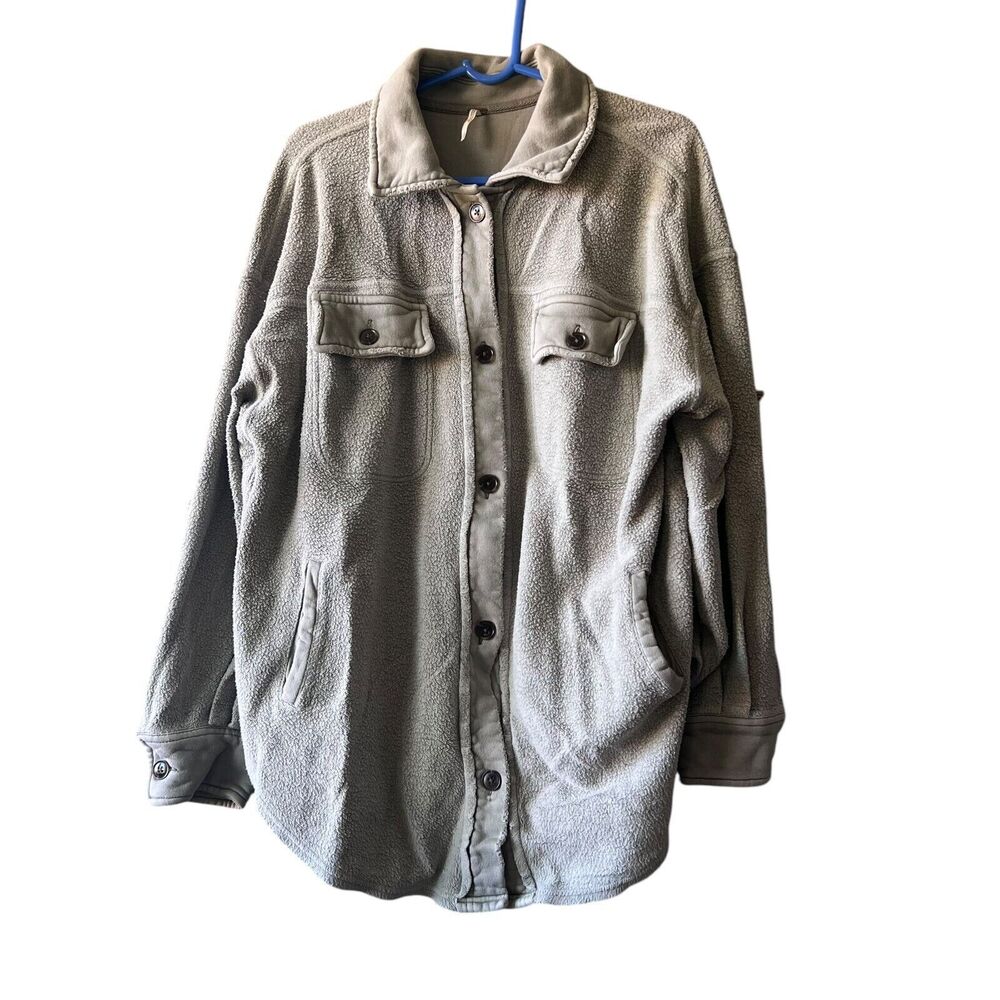 Free People Oversized Ruby Jacket Shacket Womens Small Boyfriend Gray Boho Beach